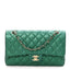 Metallic Caviar Quilted Medium Double Flap Green