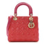 Lambskin Cannage Medium Bi-Color Lady Dior Orange Fuchsia