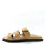 Suede Goatskin Womens Chypre Sandals 39 Beige Lin