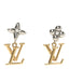 Metal Crystal LV Iconic Flower Earrings Gold Silver
