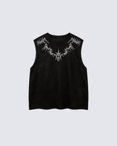 Dark Gothic Thorn Graphic Sleeveless T-Shirt