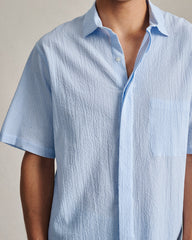 Resort Shirt I - Blue Stripe Fine Seersucker