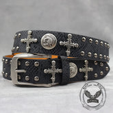 Gothic Cross Skull Rivet Snake Pattern PU Leather Belt