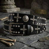 Gothic Cross Skull Studded Y2K Alloy Leather Belt