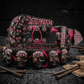 Gothic Multiple Skull Rhinestone PU Leather Belt