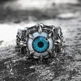 Greek Evil Eye Stainless Steel Biker Ring