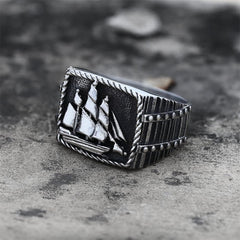 Barque Sailing Ship Stainless Steel Marine Ring
