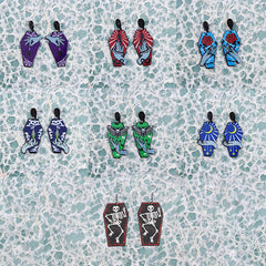 Halloween Coffin Acrylic Dangle Earrings