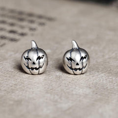 Jack-O'-Lantern Sterling Silver Stud Earrings