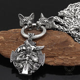 Odin Wolf Raven Stainless Steel Viking Necklace