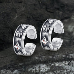 Poker Skull Sterling Silver Ear Cuffs