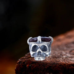Punk Dark Skull Gemstone Sterling Silver Stud Earrings