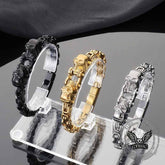 Punk Double Skull Head Stainless Steel Bracelet