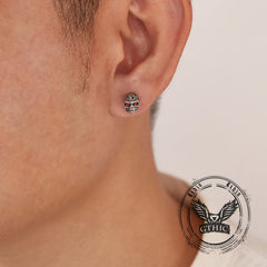 Punk Gem Eye Skull Stainless Steel Earrings