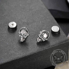 Punk Headphones Skull Stainless Steel Stud Earrings