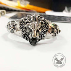 Punk Lion Head Skull Stainless Steel Biker Open Bracelet
