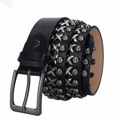 Punk Rivet Wear-Resistant Cowhide Leather Belt