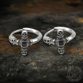 Punk Skull Cross Stainless Steel Hoop Earrings