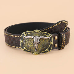 Punk Western Cowboy Wild Bull PU Leather Belt