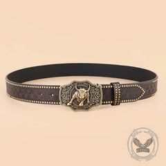 Punk Western Cowboy Wild Bull PU Leather Belt