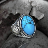 Retro Pattern Gem Stainless Steel Ring