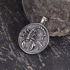 Retro Scorpion Stainless Steel Animal Round Pendant
