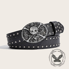 Skull And Snake Buckle Gothic Rivet PU Leather Belt