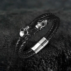 Skull Stainless Steel Leather Bracelet