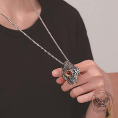 Snake Head Gem Eyes Stainless Steel Punk Pendant