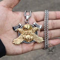 Tomahawk Odin Raven Stainless Steel Viking Pendant