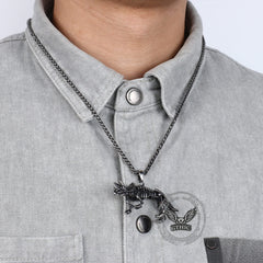 Vintage Ferocious Dinosaur Stainless Steel Pendant