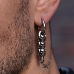 Vintage Stacked Skull Bullet Stainless Steel Earrings