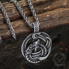 Vintage Viking Coiled Dragon Stainless Steel Pendant
