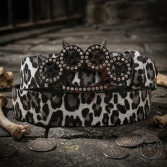 Y2K Leopard Gem Tiger Claw Buckle PU Leather Belt