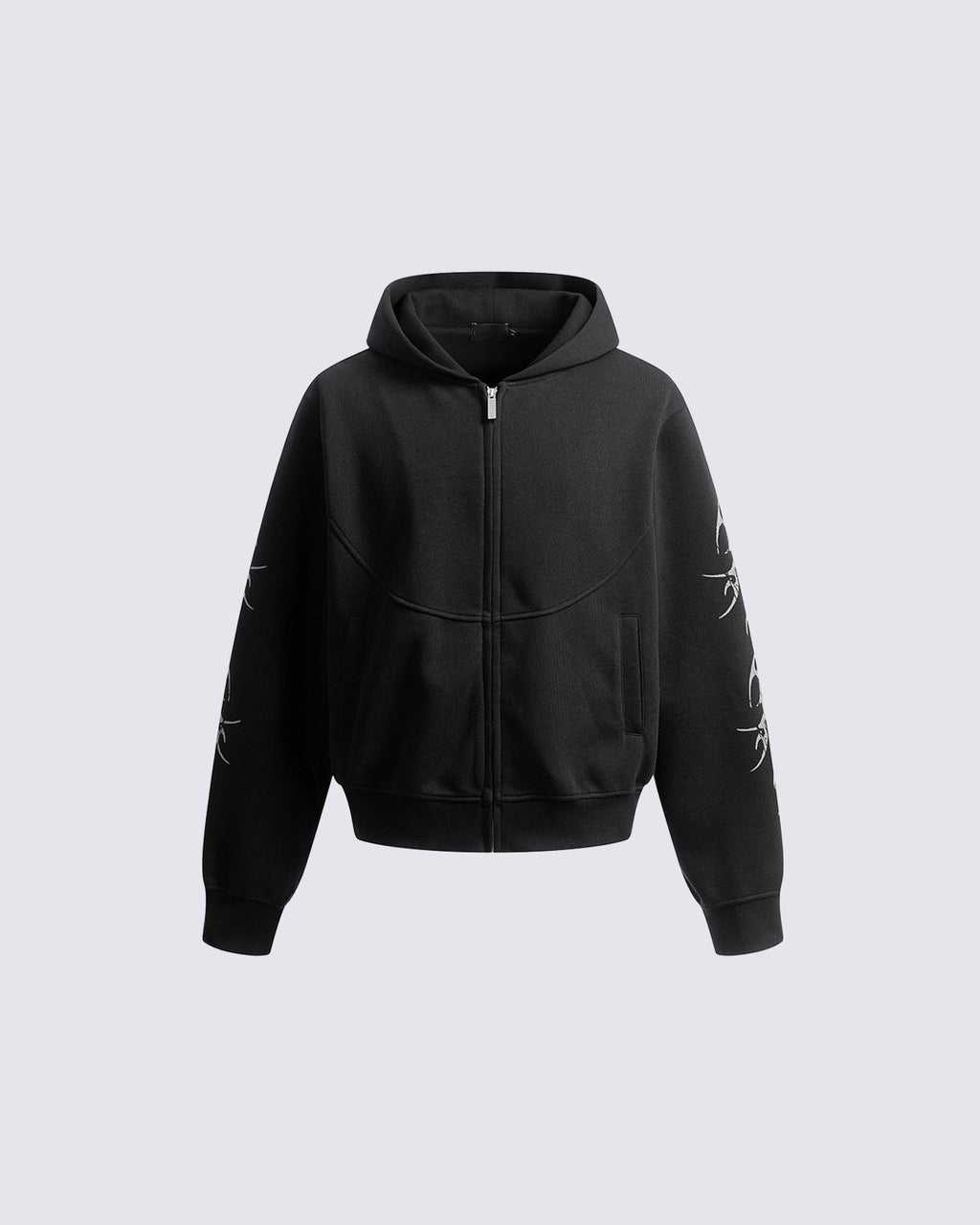 Embroidered Graphic Zip-Up Hoodie