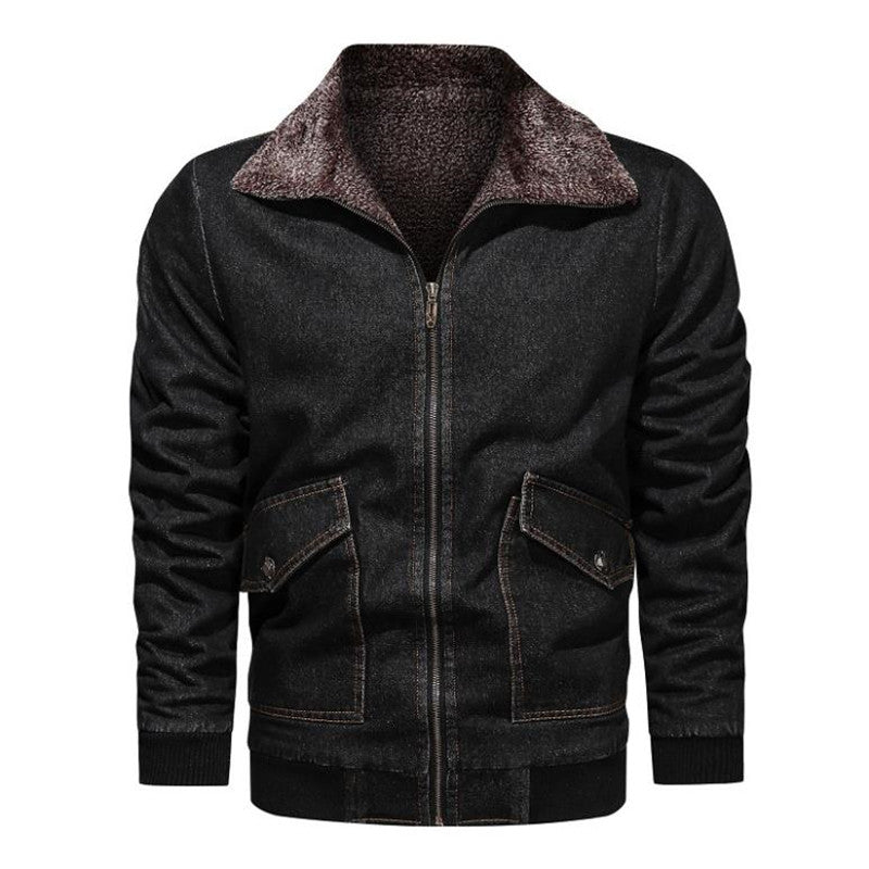 Winter Plus Velvet Thick Loose Lapel Plus Size Denim Jacket Men's Jacket