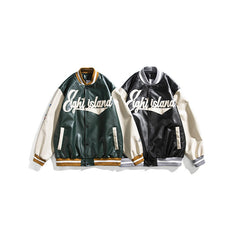Japanese Trend Color Block Letter Cardigan Baseball Uniform