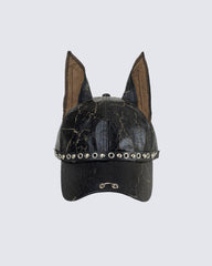 American Doberman Dog Ear Leather Duckbill Cap