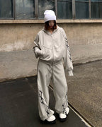 Embroidered Graphic Zip-Up Hoodie