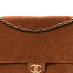 Suede Calfskin Souplissimo Maxi Flap Camel