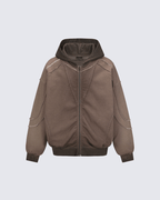 Paneled Stitch Line Zip-Up Hoodie