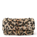 Tweed Mixed Fibers Leopard Print Small Souplissimo Maxi Flap Brown Black White