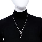 18K White Gold Diamond Eternal No 5 Drop Necklace