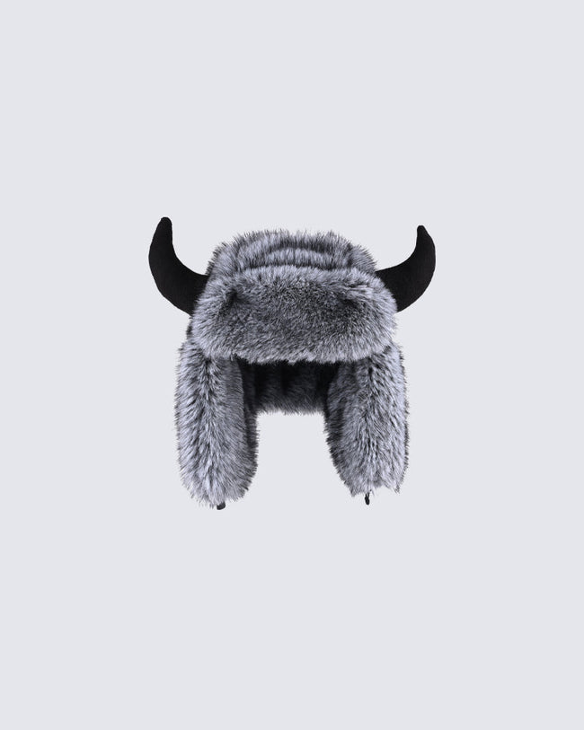 Horn Faux Mink Fur Trapper Hat Main Image