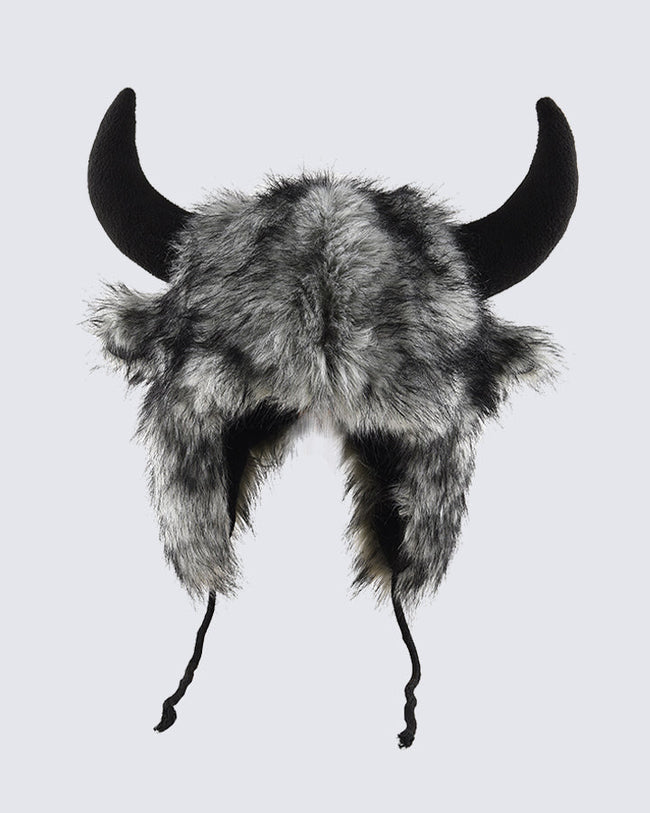 Black Horn Faux Fur Trapper Hat Main Image