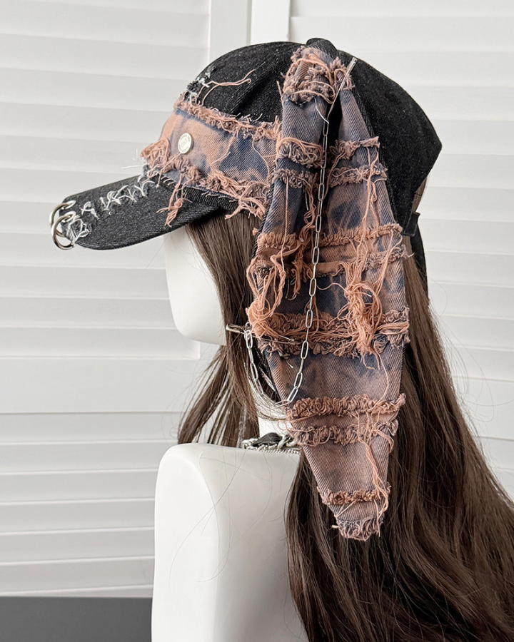 Distressed Chain Patchwork Baseball Cap