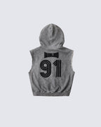 Vintage Washed Sleeveless Zip Hoodie Vest