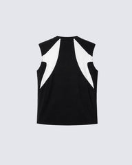 Color Block Half Zip Sleeveless Tank Top