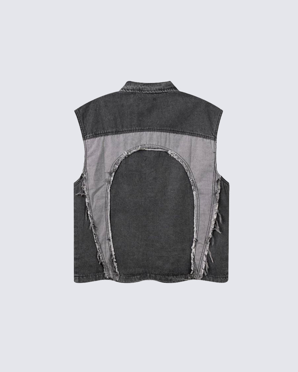 Distressed Patchwork Denim Vest