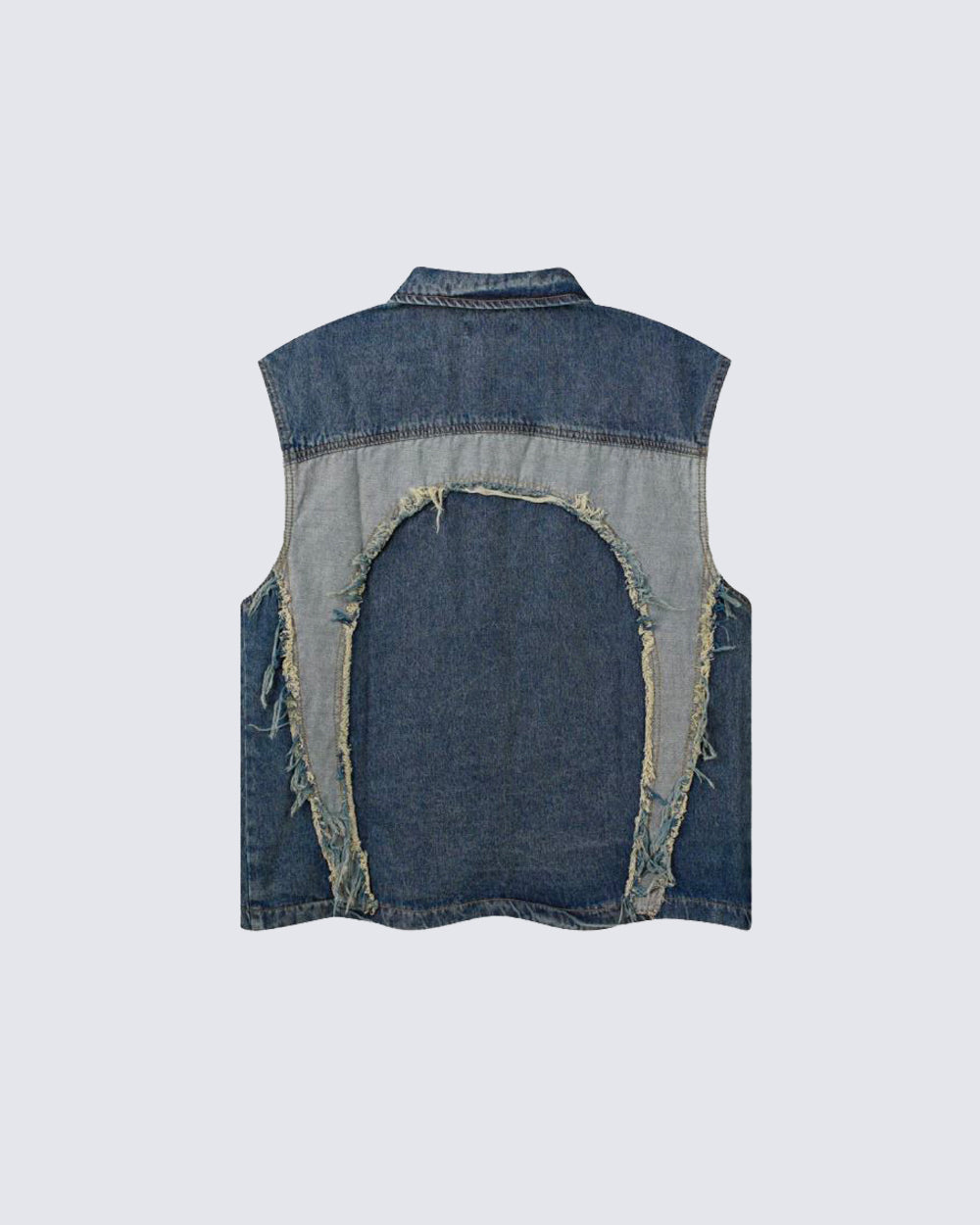 Distressed Patchwork Denim Vest